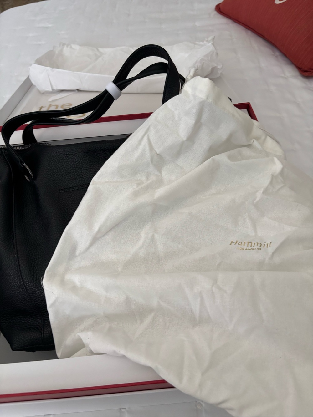 Hammitt Black Pebbled Leather Tote with Top Handles